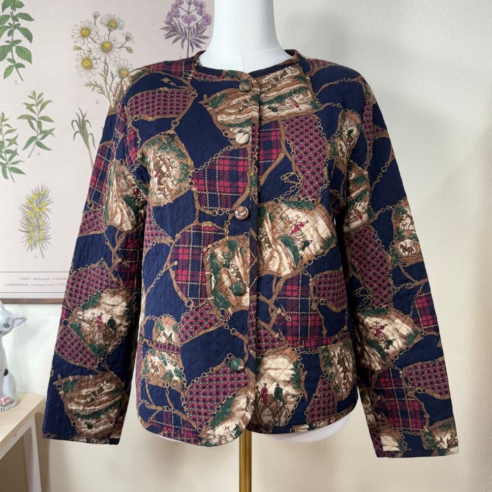 Vintage 80s 90s Equestrian Horsebit Quilted Jacket Heritage Preppy Cottage M